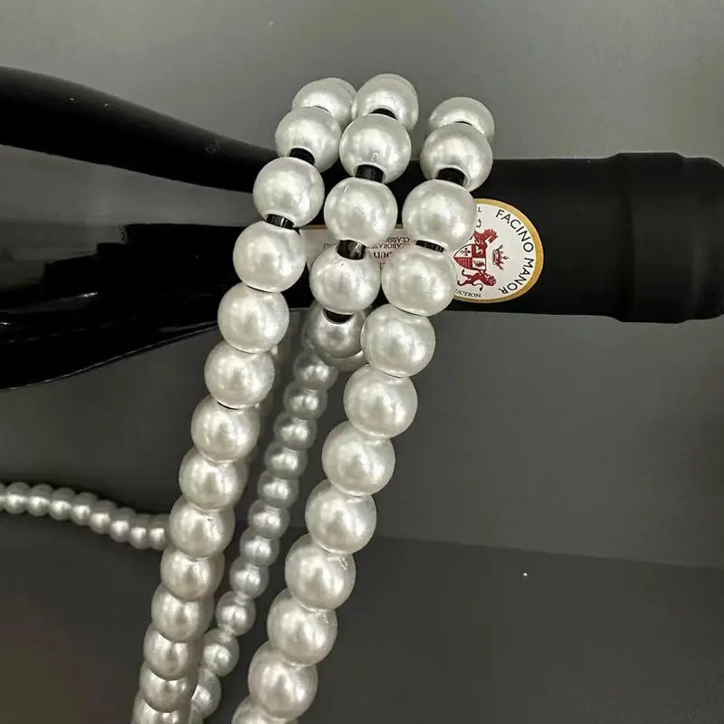 Creative Pearl Necklace Wine Rack Luxury Magic Metal Resin Hanging Suspension Wine Bottle Holder Rack Home Desktop Decoration