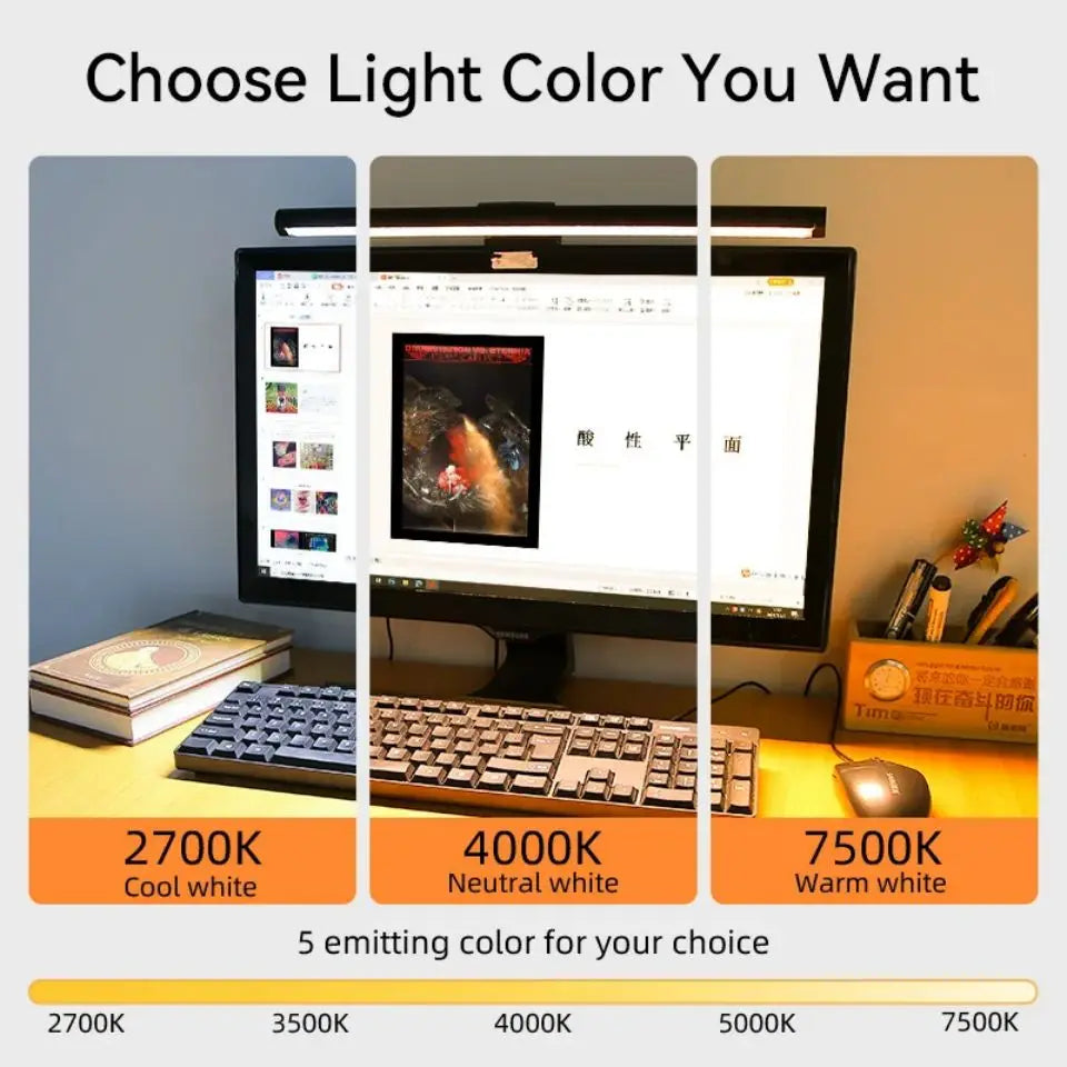 Led Computer Monitor Light Bar Desk Lighting Screen USB RGB Light Bar Monitor Lamp For Study Reading Table Stepless Dimming Lamp