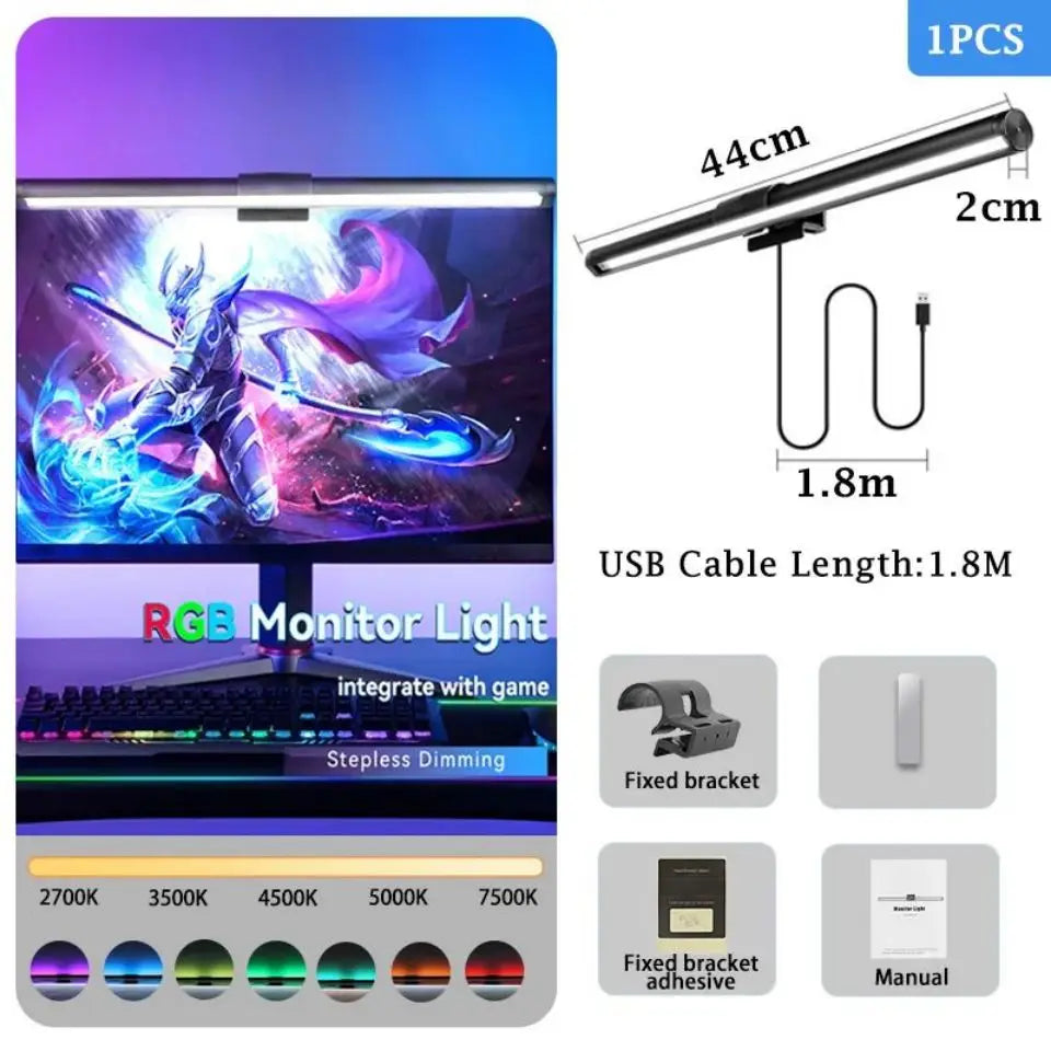 Led Computer Monitor Light Bar Desk Lighting Screen USB RGB Light Bar Monitor Lamp For Study Reading Table Stepless Dimming Lamp