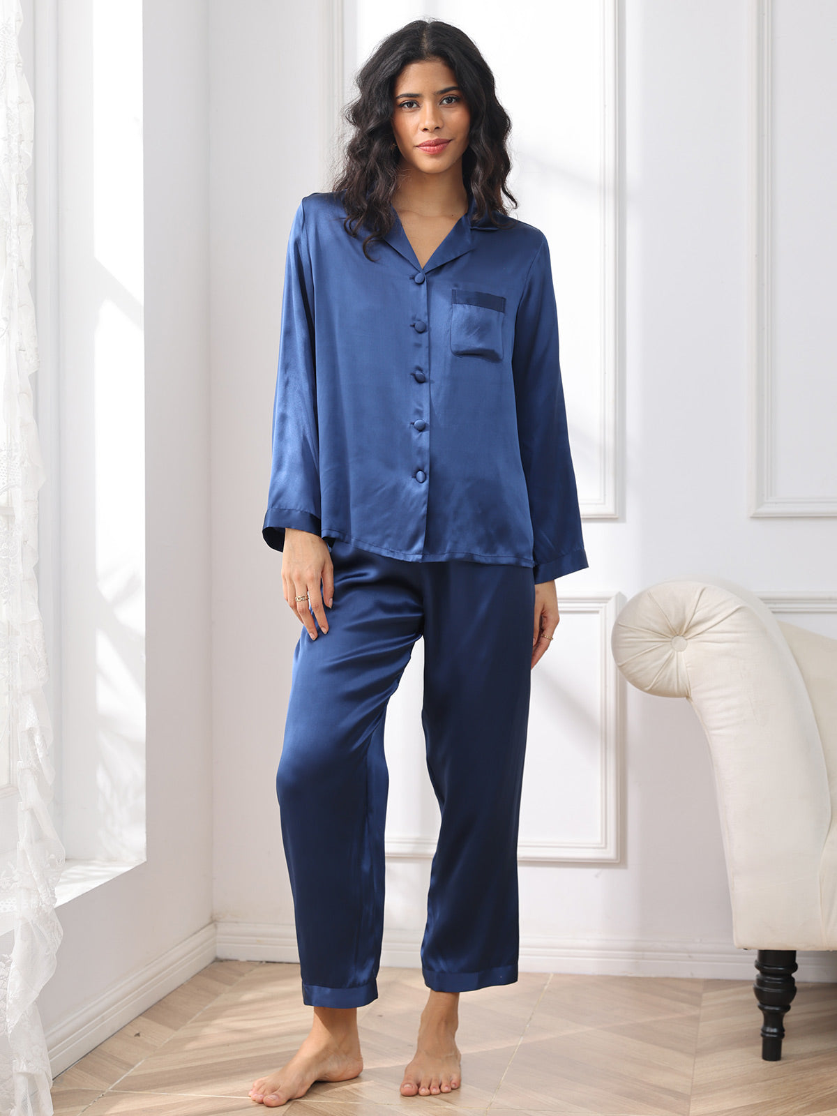 Pure Silk Button Up Women's Pajamas